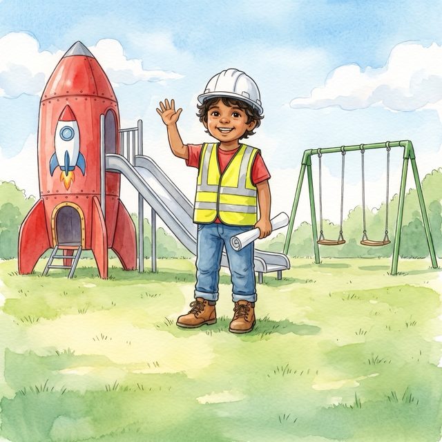 A child illustrated as the star of a Brave Star storybook